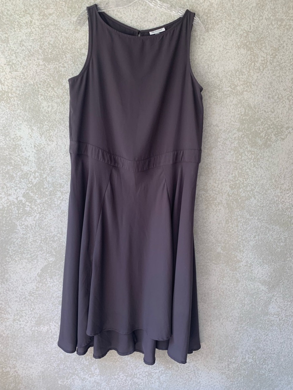 Prologue Womens Sleeveless High Low Midi Dress Charcoal Gray Keyhole Back L